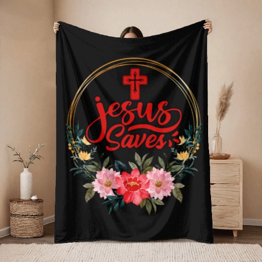 Jesus Saves Bible Text Love Jesus Christian Throw Blankets