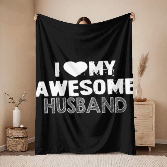 Cheers to Love: I Love My Awesome Husband Throw Blankets