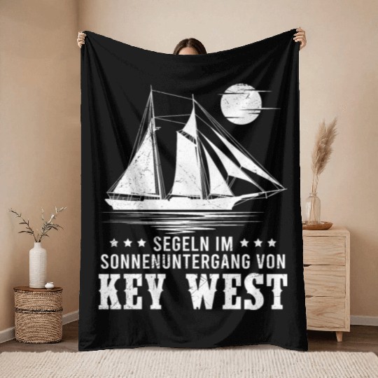 Florida SUNSET SAILING IN KEY-WEST Throw Blankets