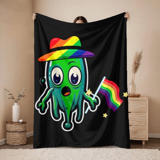 Rainbow Lgbtq Weird Creature Throw Blankets