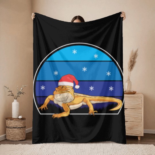 Iguana Christmas Light Sweater Funny Animals Lover Throw Blankets