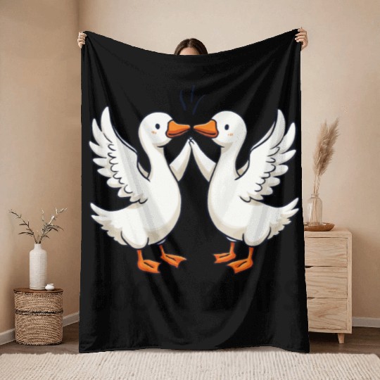 Cute Goose Bumps Funny Animal Pun Lover Throw Blankets