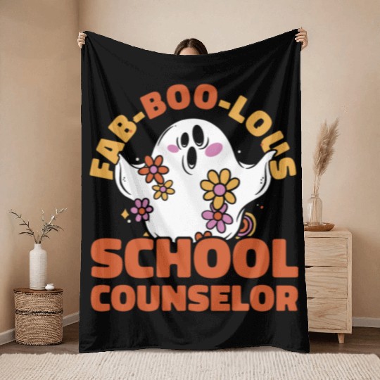 School Counselor Halloween Ghost Throw Blankets