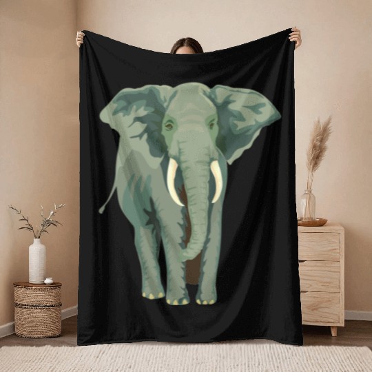 Elephant Face Funny Throw Blankets - Funny Animal Face Lover