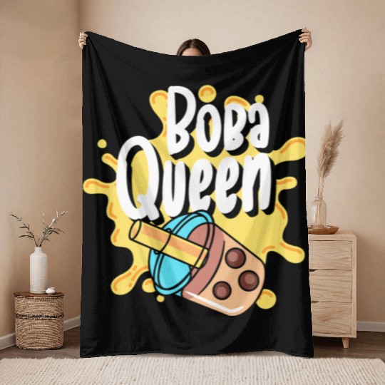 Kawaii Milk Tea Tea Balls Throw Blankets