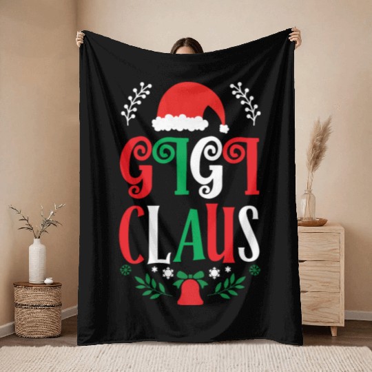 Gigi Claus Christmas Family Group Matching Pajama Throw Blankets