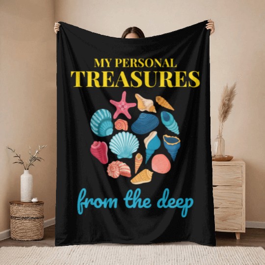 Seashells Collector Beachcomber Sea Shell Ocean Throw Blankets