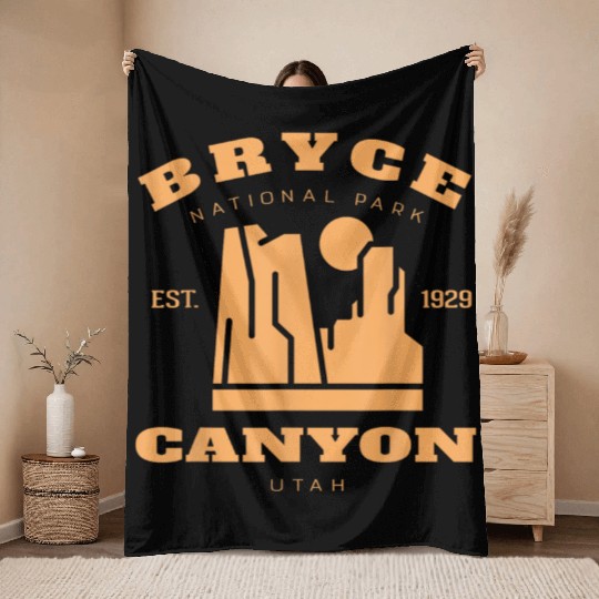 Vintage Bryce Canyon National Park Utah Hiking Cam Throw Blankets