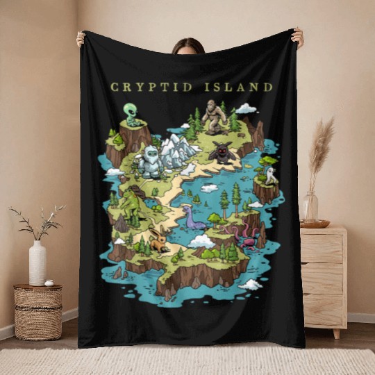 Cryptid Bigfoot Loch Ness Monster Mothman Jersey Throw Blankets