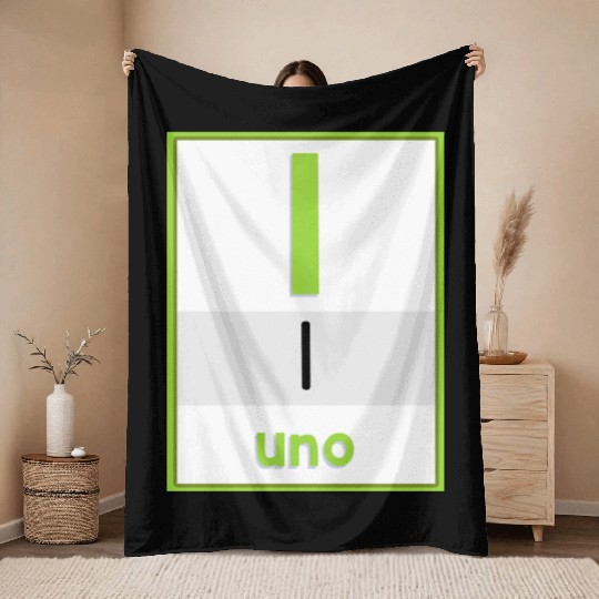 Spanish numbers Uno Throw Blankets