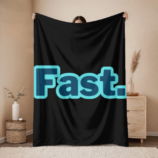 Fast. word typography Throw Blankets