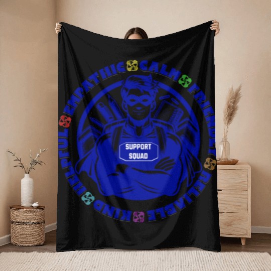 Support Squad - Empathic, Calm, Reliable Throw Blankets