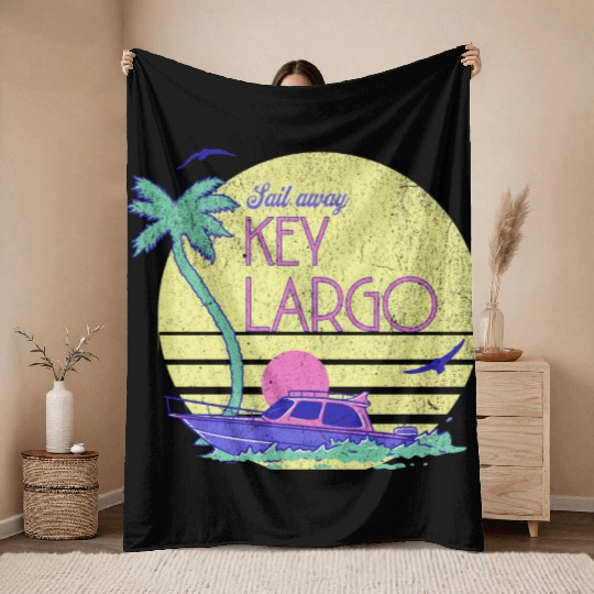 Sail Away Yacht Rock Key Largo Boating Throw Blankets