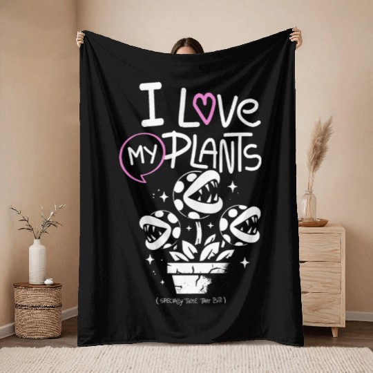 I Love My Plants – Cute Venus Flytrap Plant Lover Throw Blankets