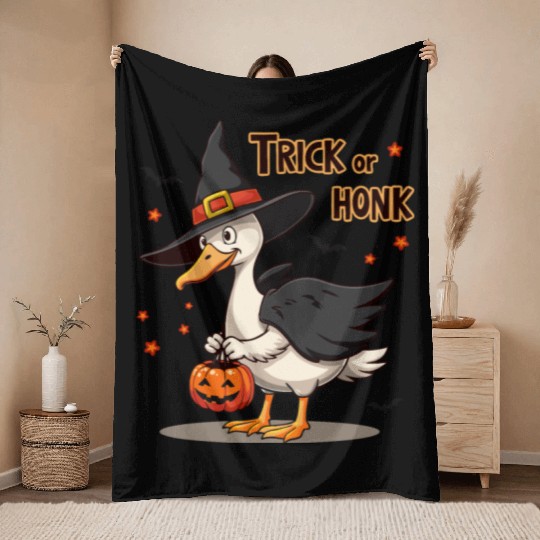 Funny Halloween Duck Costume Trick Honk Throw Blankets