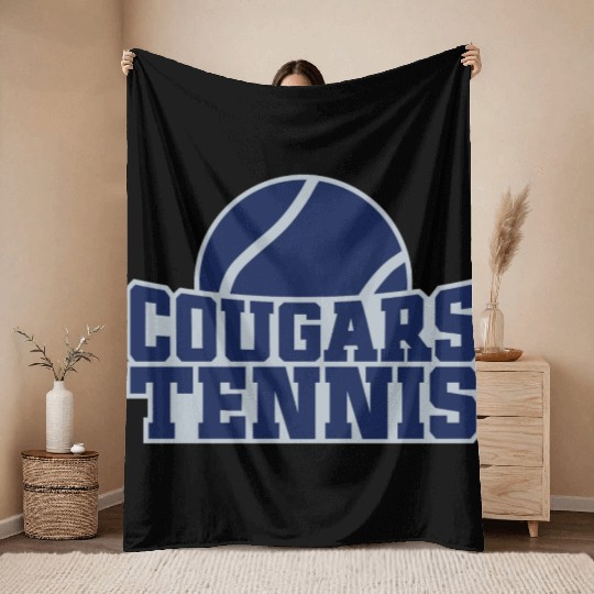 Cougars Tennis Design 1 Throw Blankets