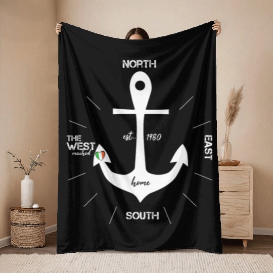ireland anchor Throw Blankets