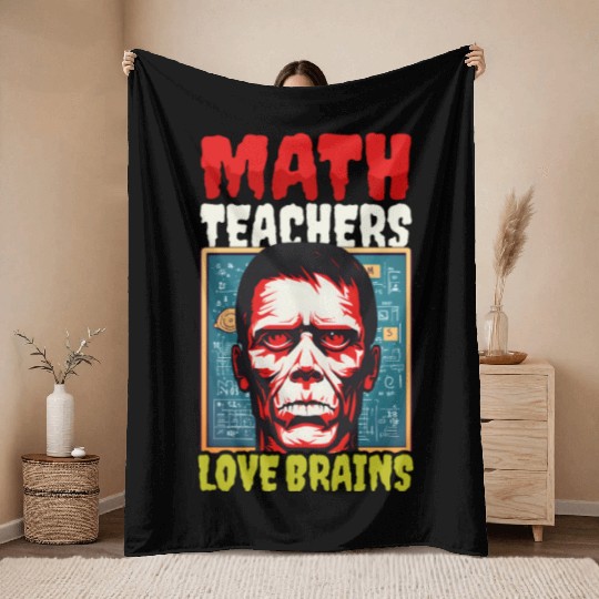 Halloween Math Teacher Math Teachers Love Brains Throw Blankets