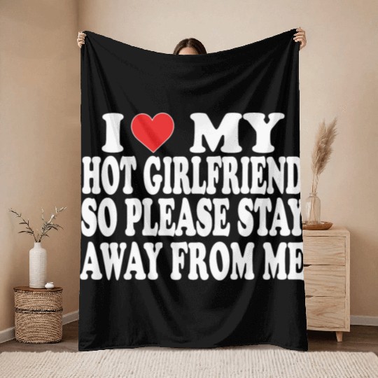 I Love My Boyfriend Throw Blankets | Cute Romantic Throw Blankets