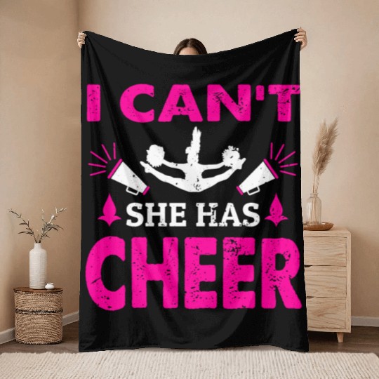 She Has Cheer Mom Cheerleading Mommy Mother's Day Throw Blankets