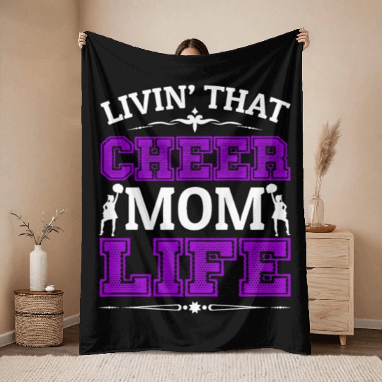 Living Cheer Mom Life Cheerleading Mother's Day Throw Blankets