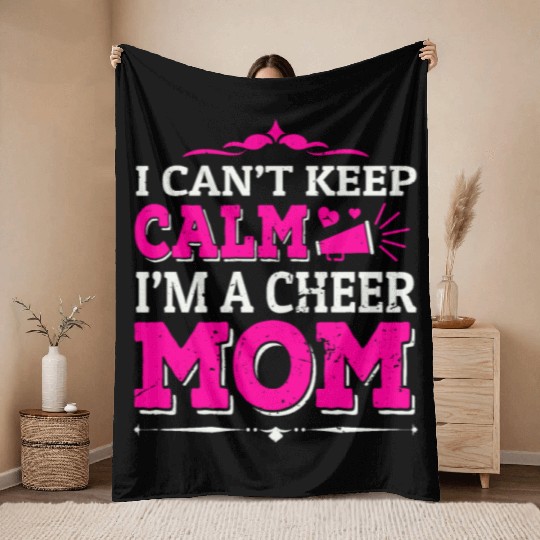 Keep Calm Cheer Mom Cheerleading Mother's Day Throw Blankets