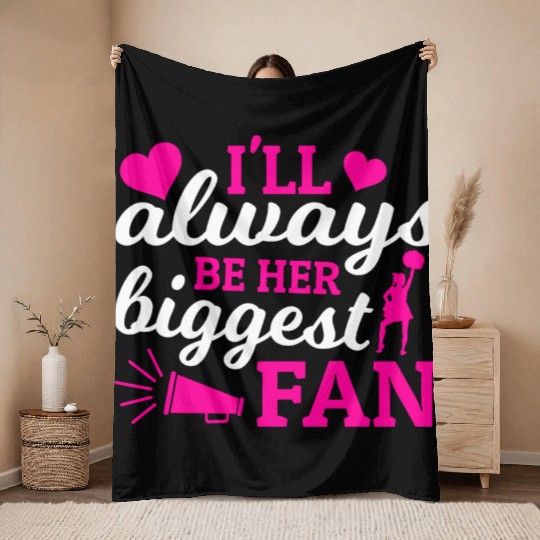 Always Her Fan Cheer Mom Cheerleading Mother's Day Throw Blankets