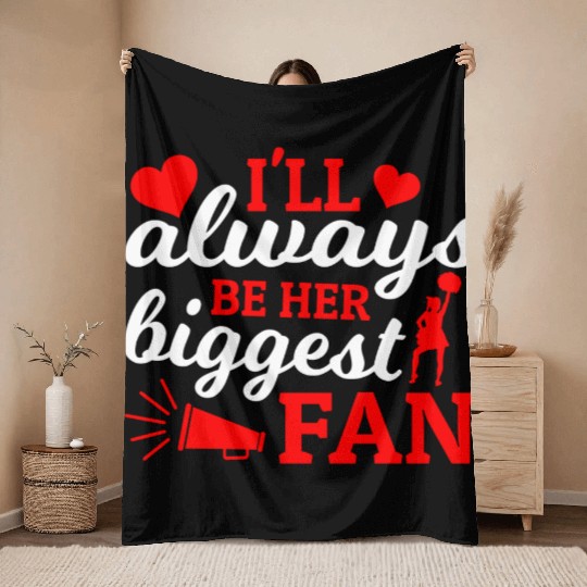 Always Her Fan Cheer Mom Cheerleading Mother's Day Throw Blankets