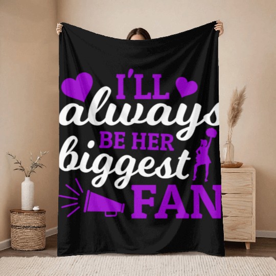 Always Her Fan Cheer Mom Cheerleading Mother's Day Throw Blankets