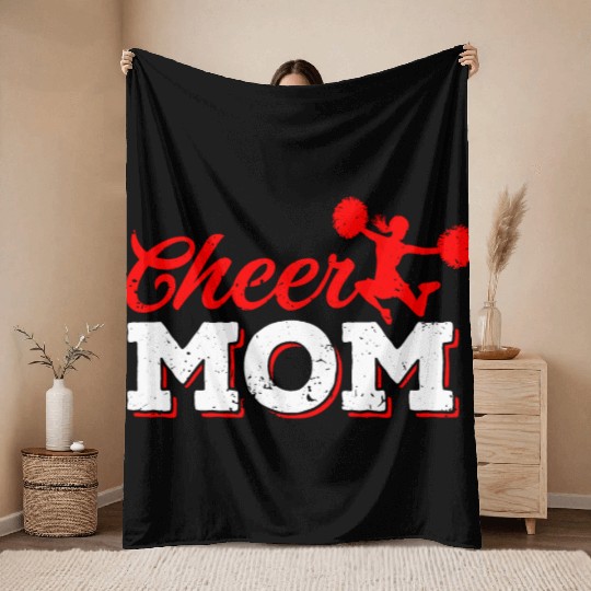 Cheer Mom Funny Cheerleading Mommy Mother's Day Throw Blankets