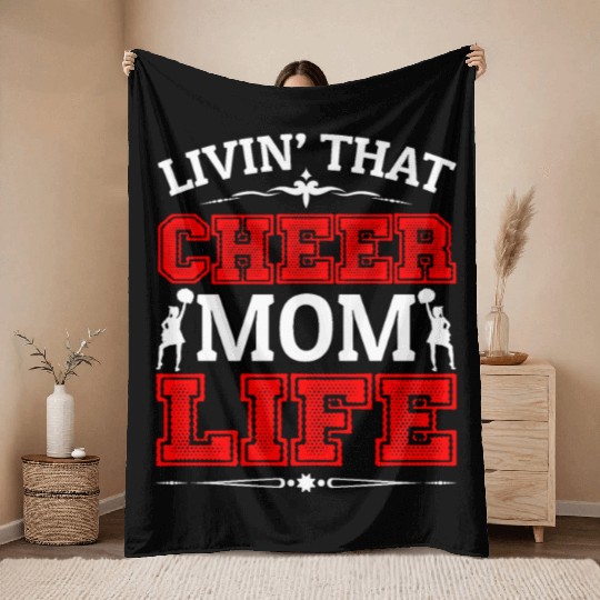 Living Cheer Mom Life Cheerleading Mother's Day Throw Blankets