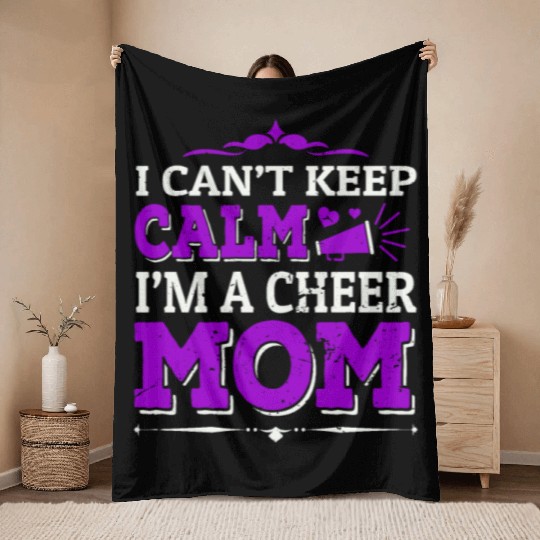 Keep Calm Cheer Mom Cheerleading Mother's Day Throw Blankets