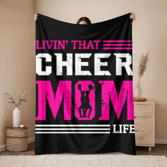Living Cheer Mom Life Cheerleading Mother's Day Throw Blankets