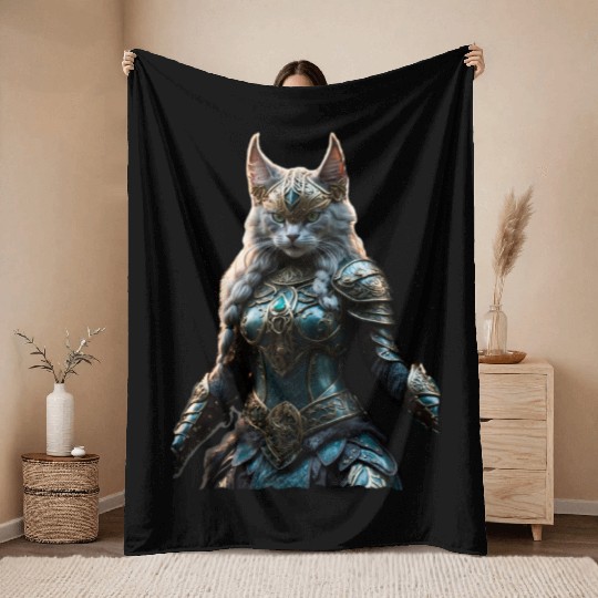 Valkyrie cat (Viking cat) Valhalla calling Throw Blankets
