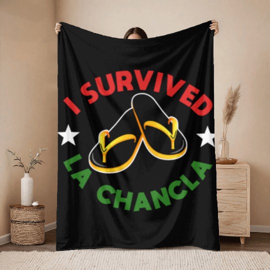I survived La Chancla Throw Blankets