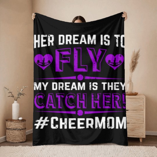 Dream Cheer Mom Cheerleading Mommy Mother's Day Throw Blankets