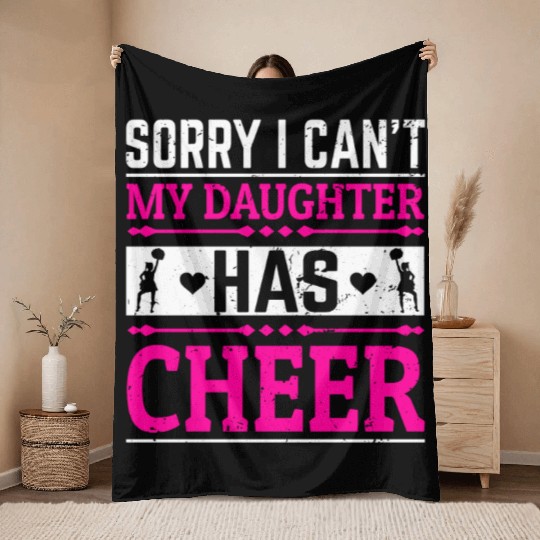 My Daughter Cheer Mom Cheerleading Mother's Day Throw Blankets