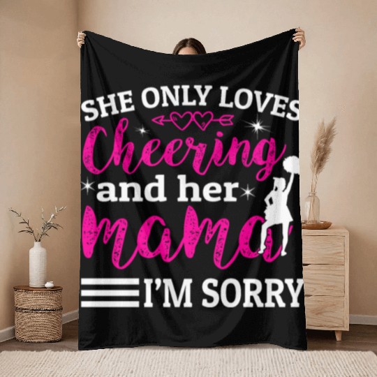 Loves Cheer Mom Cheerleading Mommy Mother's Da Throw Blankets