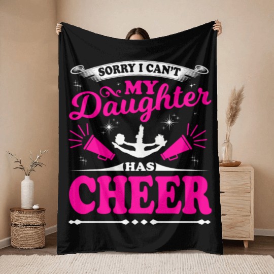 My Daughter Cheer Mom Cheerleading Mother's Day Throw Blankets