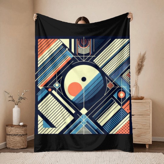 Retro Geometric Shapes 80s 90s Style Throw Blankets