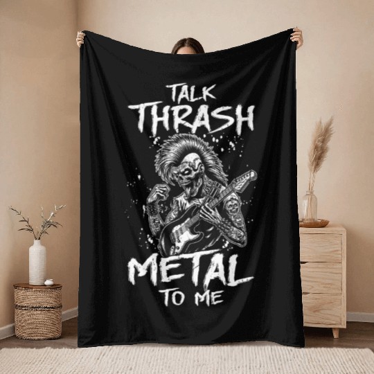 Metalhead Art for Trash Metal Fan Throw Blankets