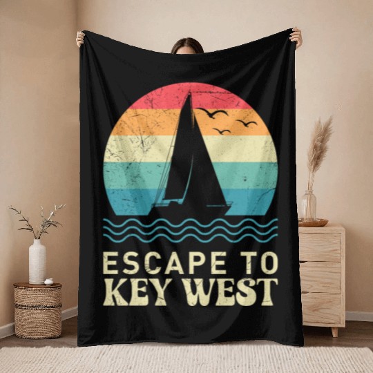Florida ESCAPE TO KEY-WEST Sailing Florida Throw Blankets