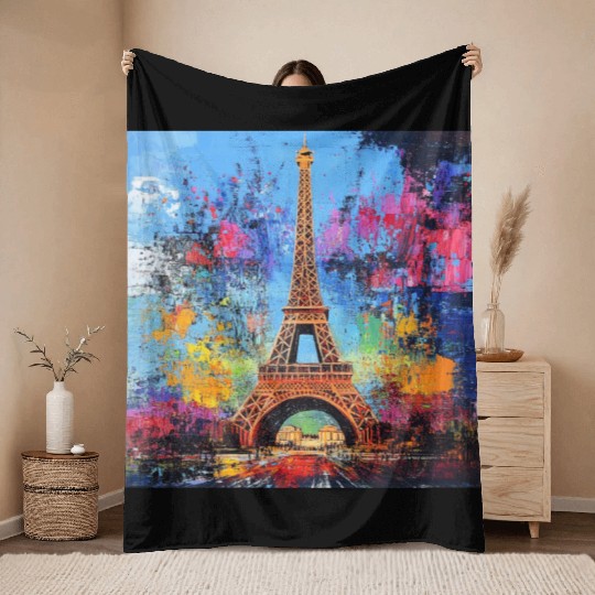 Paris-Eiffel Tower Throw Blankets