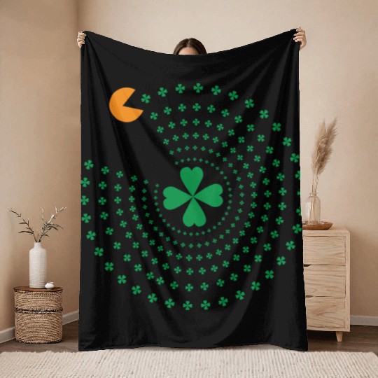 St Patrick Pacman Throw Blankets