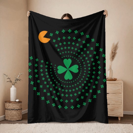 St Patrick Pacman Throw Blankets