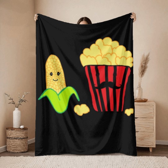 Baby Corn and Popcorn Happy Father’s Day Throw Blankets