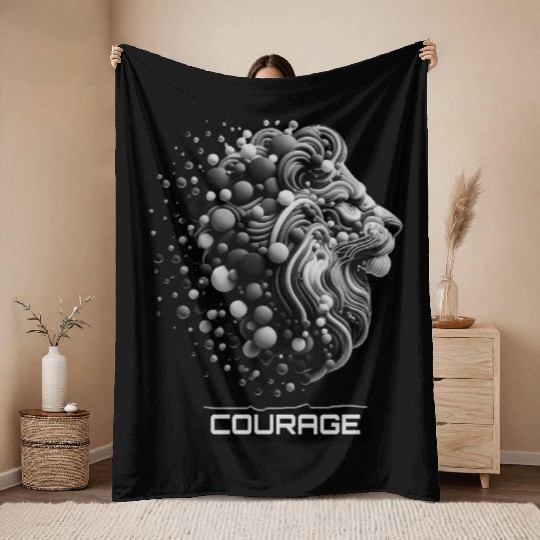 Courageous King: Lion Head Throw Blankets
