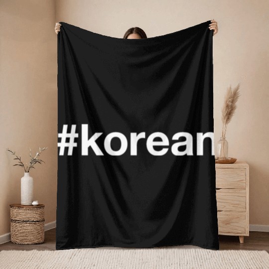 KOREAN Korea Hashtag Throw Blankets