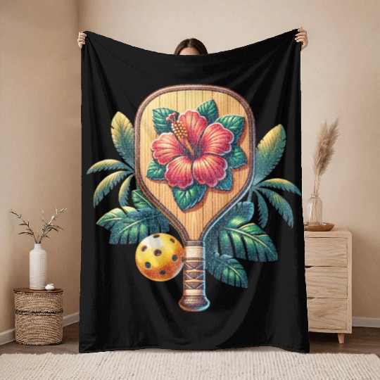 Hibiscus Flower Pickleball Throw Blankets
