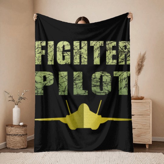 Fighter Pilot F-35 Art Design Throw Blankets
